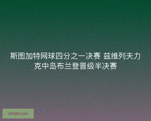 斯图加特网球四分之一决赛 兹维列夫力克中岛布兰登晋级半决赛 斯图加特网球四分之一决赛 兹维列夫力克中岛布兰登晋级半决赛