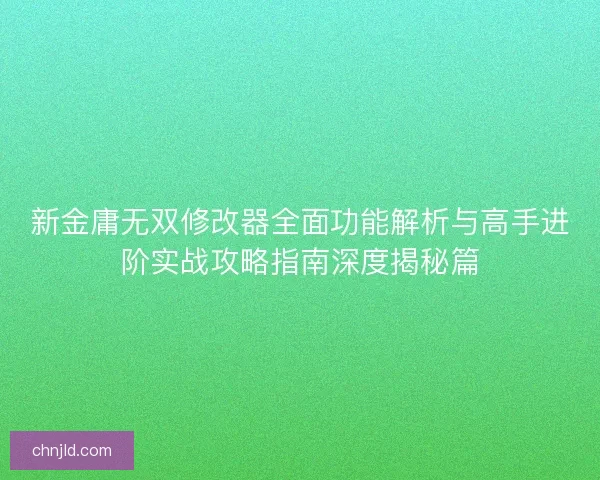 新金庸无双修改器全面功能解析与高手进阶实战攻略指南深度揭秘篇